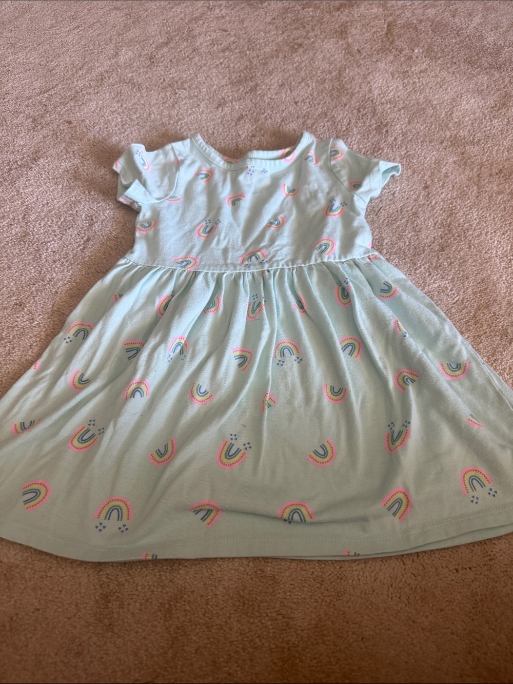 Cat & Jack Light Blue Rainbow Print Girls Dress